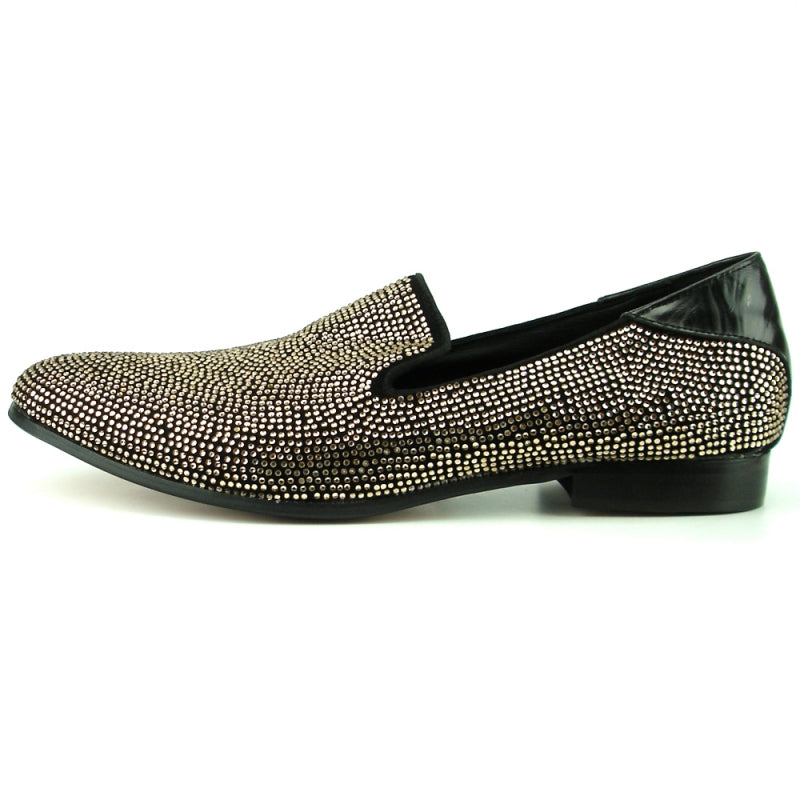 Fiesso FI-7285-A Black Gold Loafers