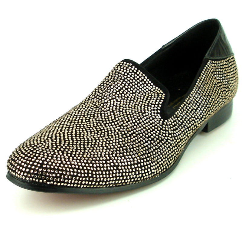 Fiesso FI-7285-A Black Gold Loafers