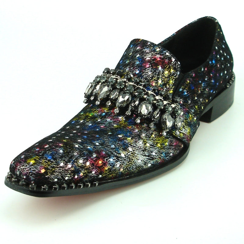 Fiesso FI-7287-2 Black Multi Loafers