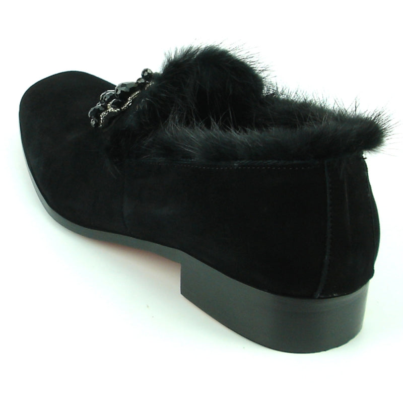 Fiesso FI-7306 Black Suede Loafers