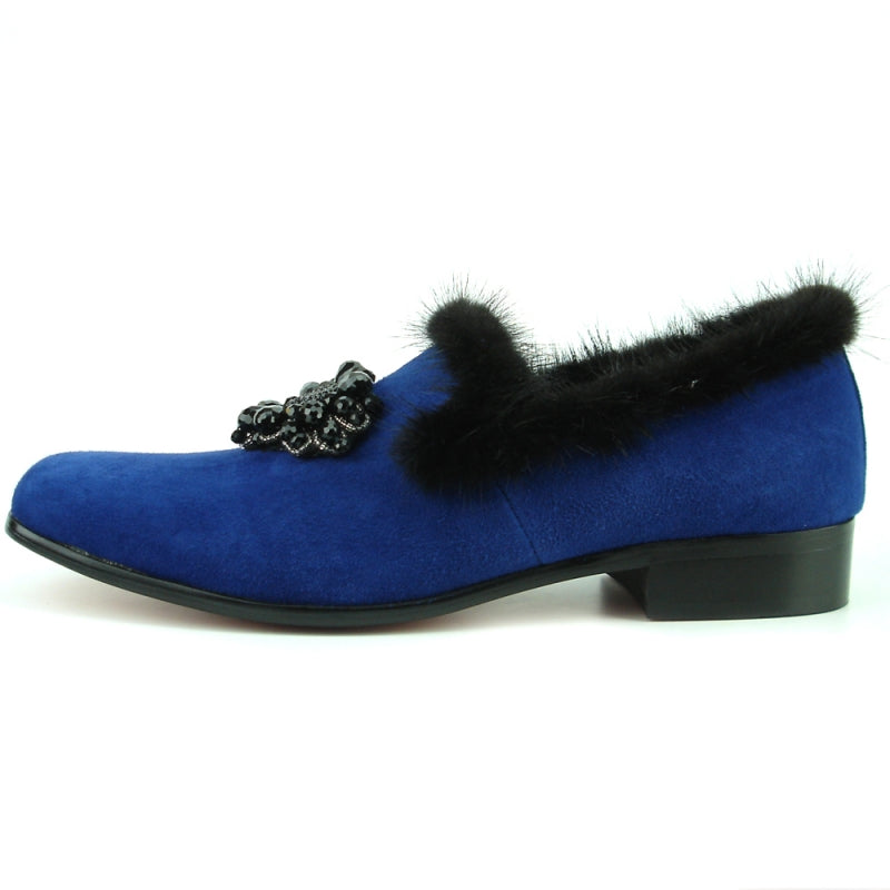 Fiesso FI-7306 Blue Suede Loafers