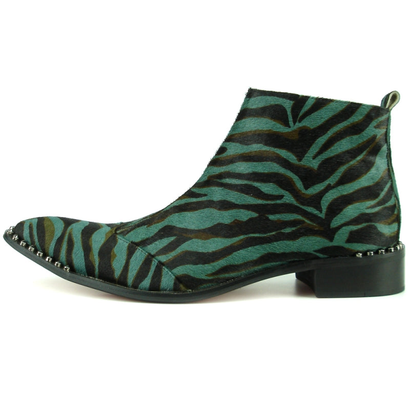 Fiesso FI-7315 Green Black Leopard Boots