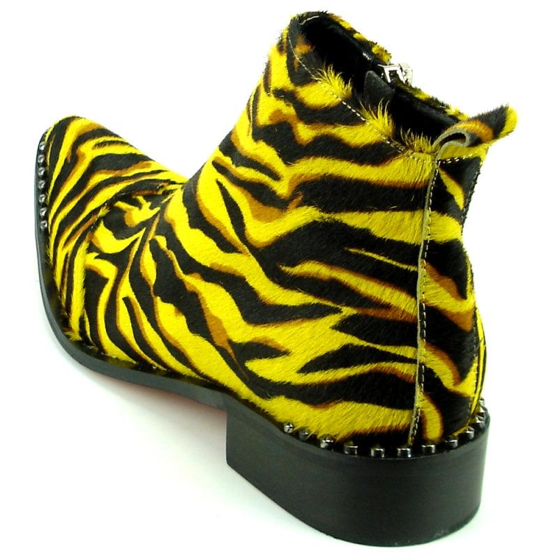 Fiesso FI-7315 Yellow Black Leopard Boots