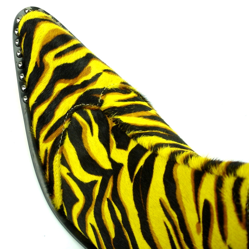 Fiesso FI-7315 Yellow Black Leopard Boots