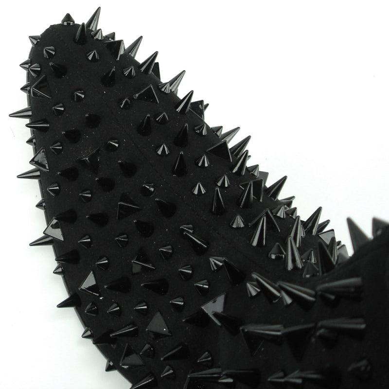 Fiesso FI-7316-S Black Suede Black Spikes Boots