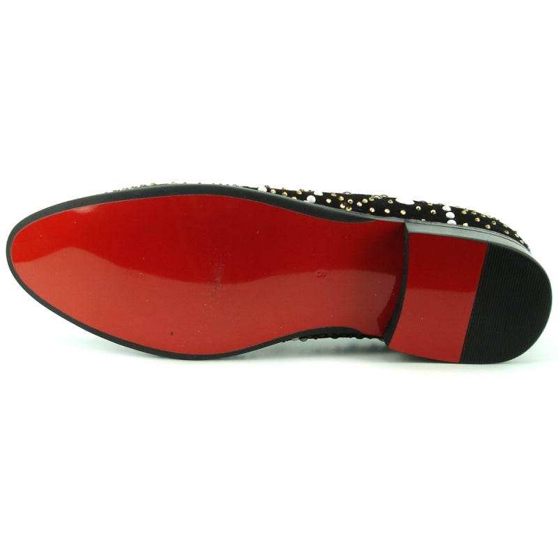 Fiesso FI-7343 Black/Multi Color Studs Loafers