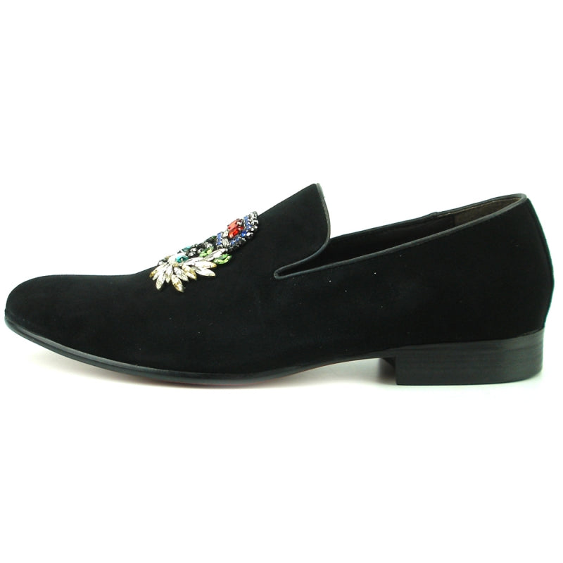 Fiesso FI-7355 Black Suede Loafers