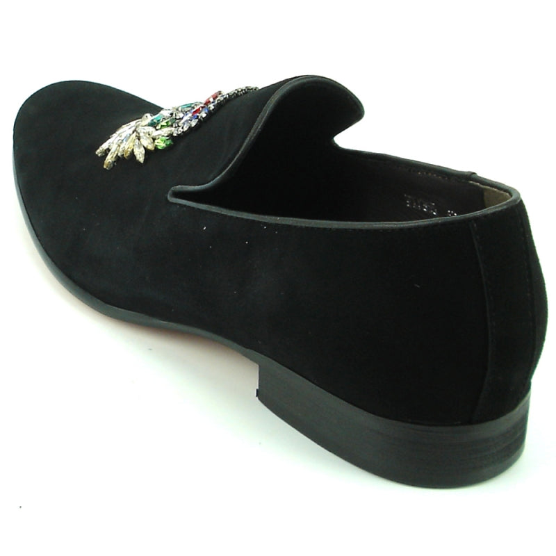 Fiesso FI-7355 Black Suede Loafers