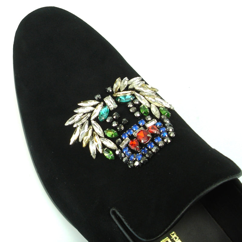 Fiesso FI-7355 Black Suede Loafers