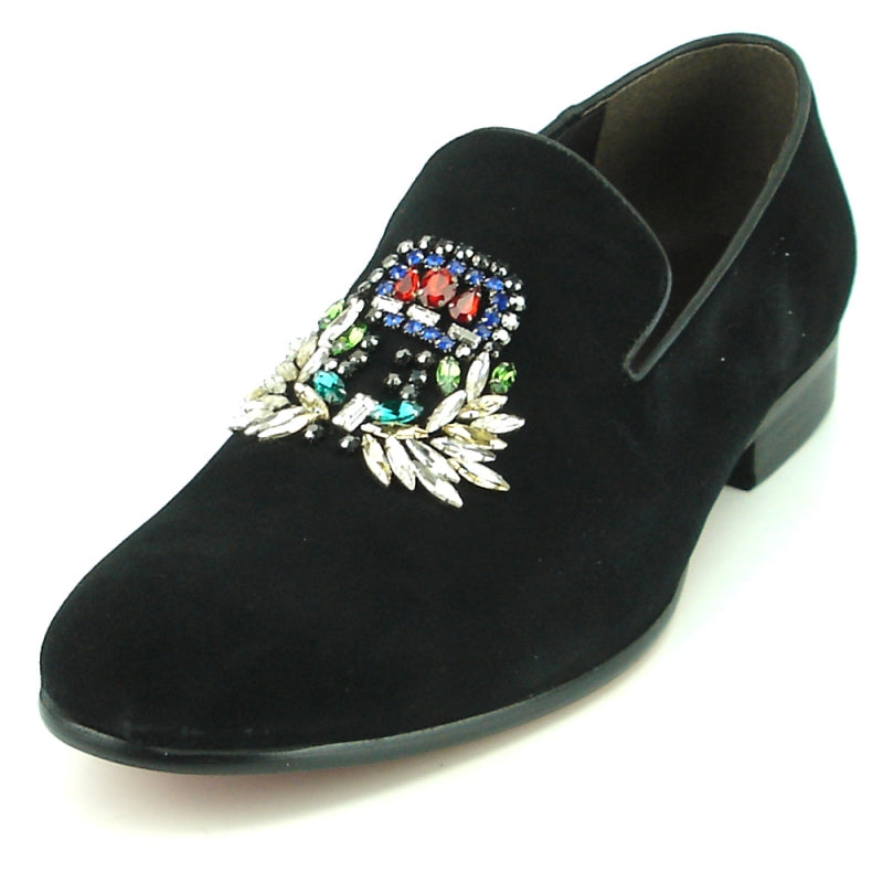 Fiesso FI-7355 Black Suede Loafers