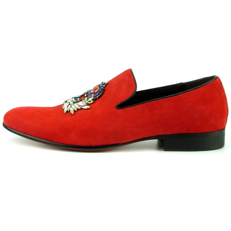 Fiesso FI-7355 Red Suede Loafers