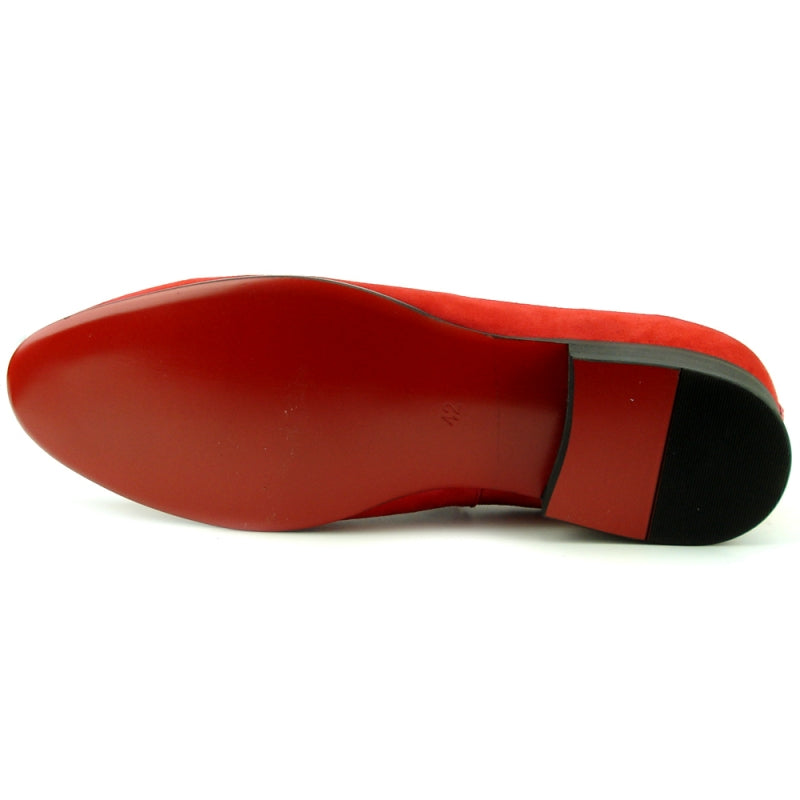 Fiesso FI-7355 Red Suede Loafers