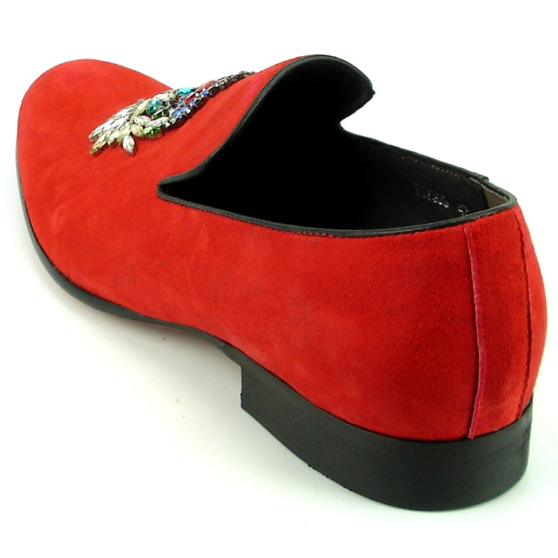 Fiesso FI-7355 Red Suede Loafers