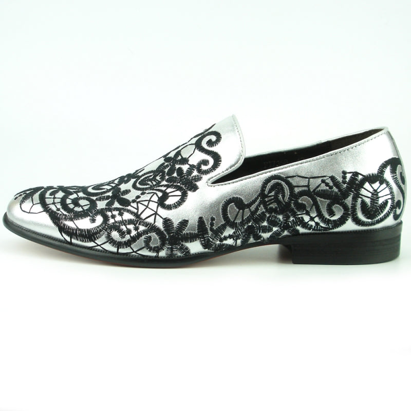 Fiesso FI-7358 Silver Loafers