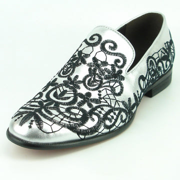 Fiesso FI-7358 Silver Loafers