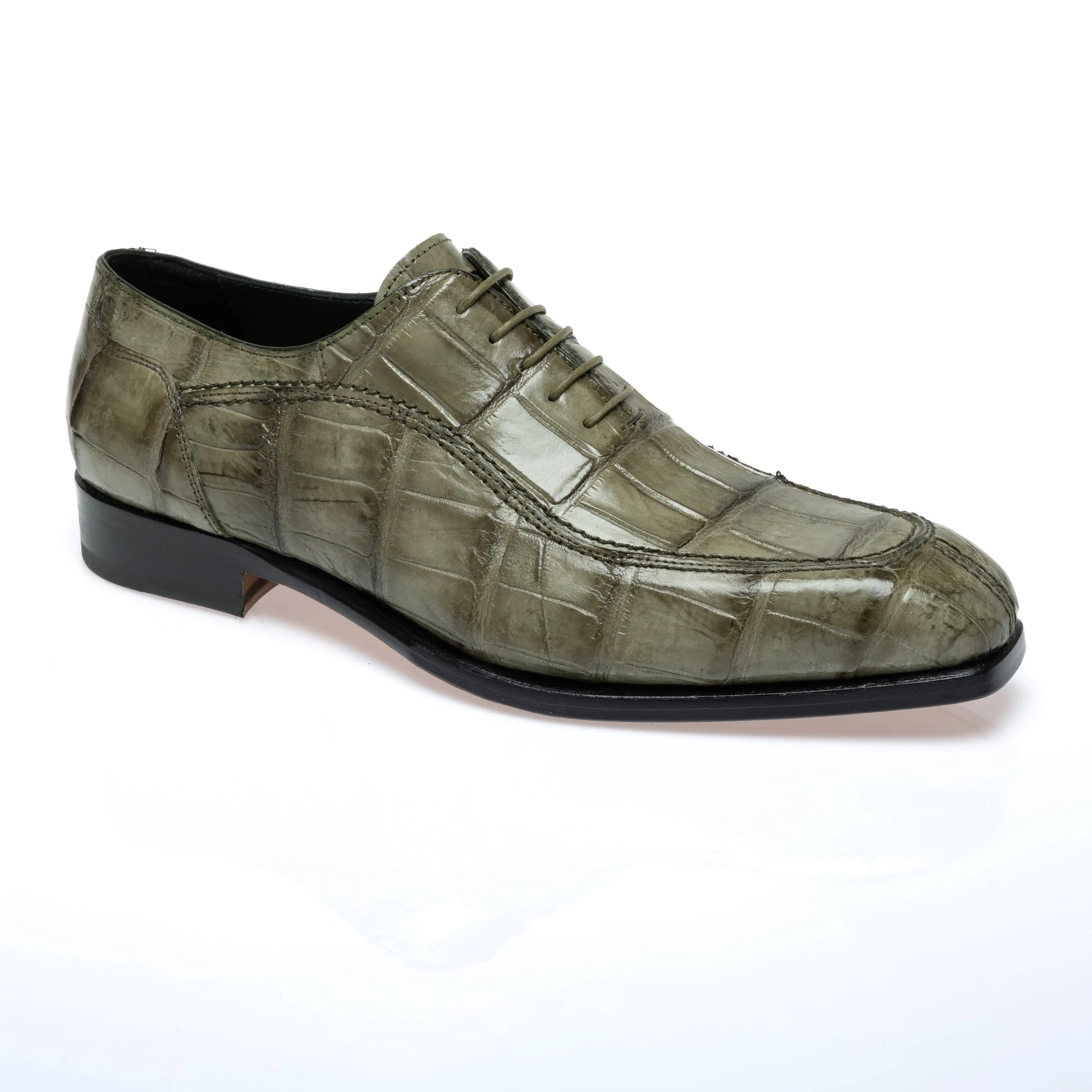 Mauri 1080/3 Money Green Genuine Alligator/Leather Hand Painted Oxfords