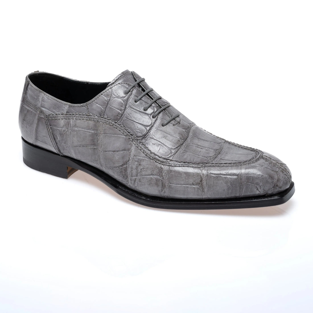 Mauri 1080/3 Light Grey Genuine Alligator/Leather Hand Painted Oxfords