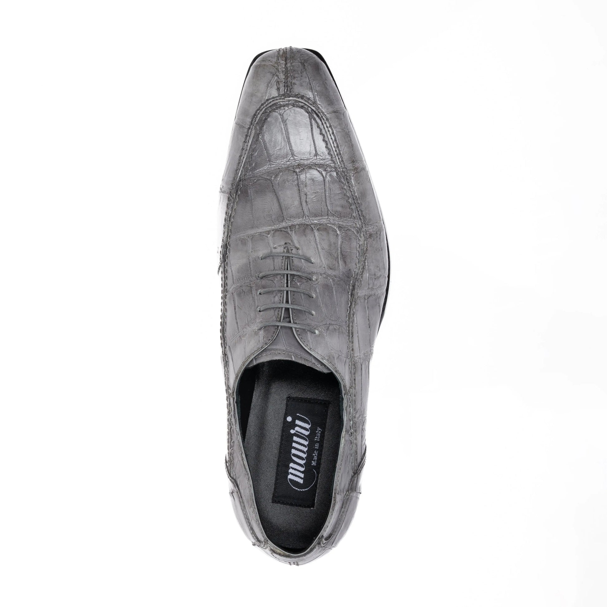 Mauri 1080/3 Light Grey Genuine Alligator/Leather Hand Painted Oxfords