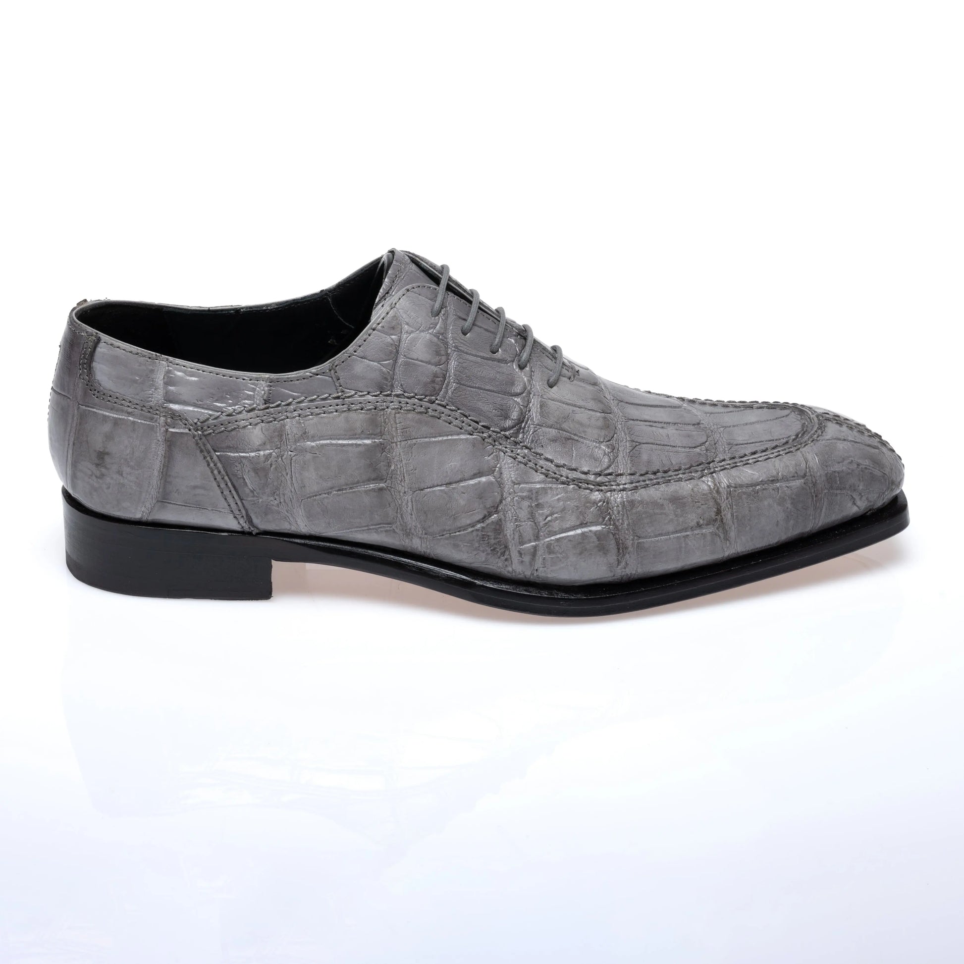 Mauri 1080/3 Light Grey Genuine Alligator/Leather Hand Painted Oxfords
