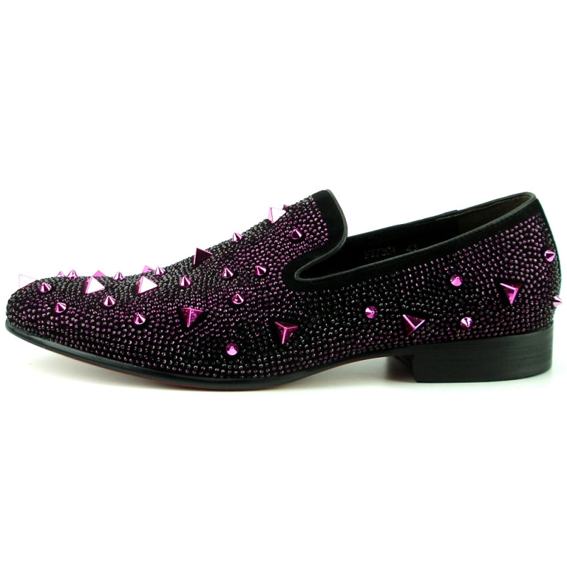 Fiesso FI-7364 Black/Purple Loafers