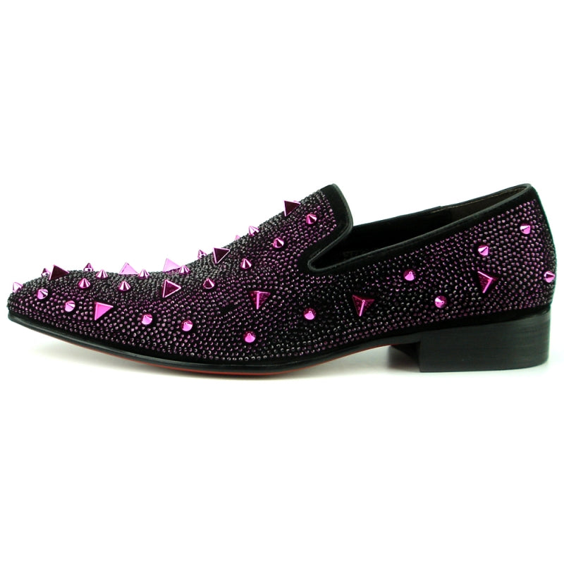 Fiesso FI-7364-R Black/Purple Loafers