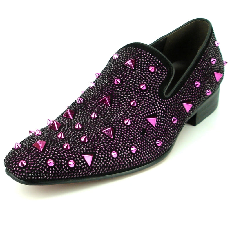 Fiesso FI-7364-R Black/Purple Loafers