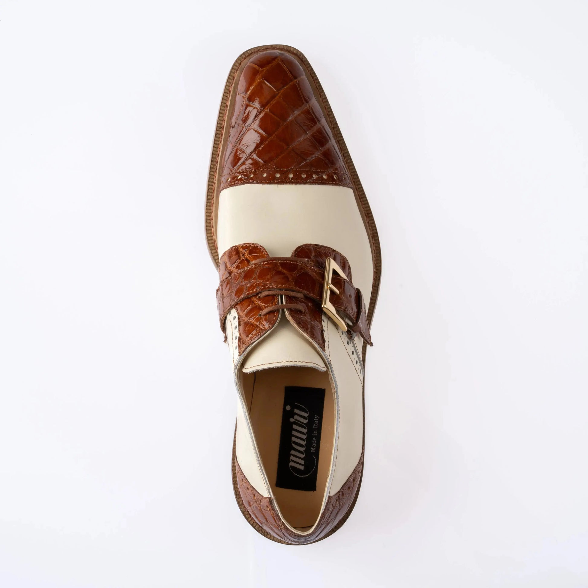 Mauri 1087/4 Cognac/Cream Genuine Alligator/Calf Monk strap Shoes