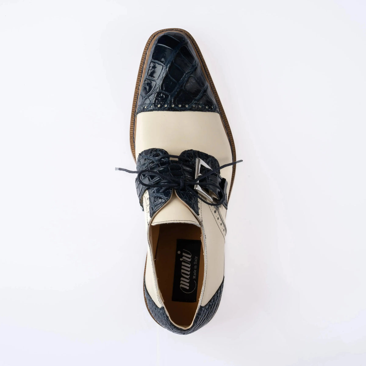 Mauri 1087/4 Wonder Blue/Cream Genuine Alligator/Calf Monk strap Shoes