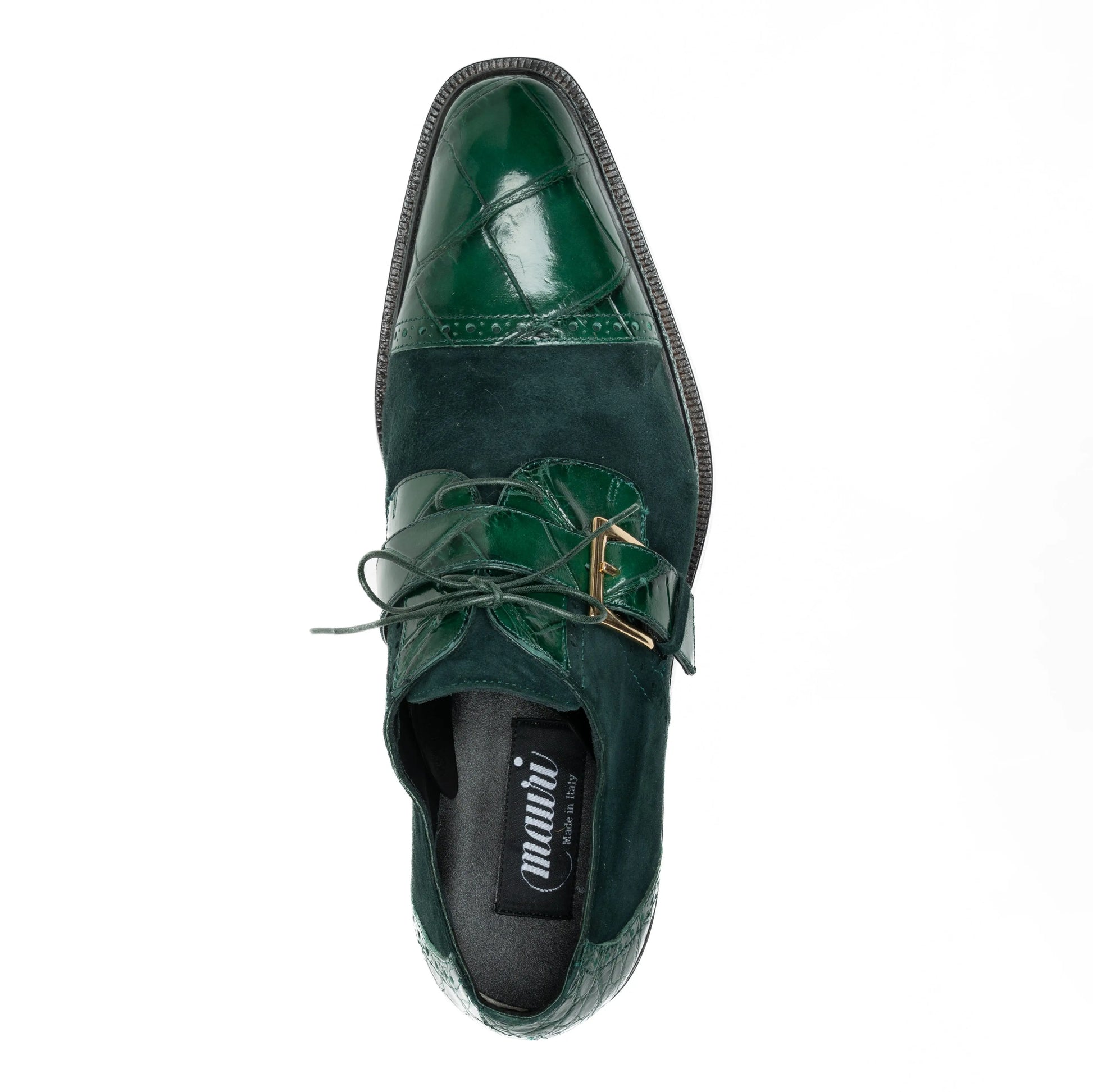 Mauri 1087/4 Hunter Green Genuine Alligator/Suede Monk Strap Shoes