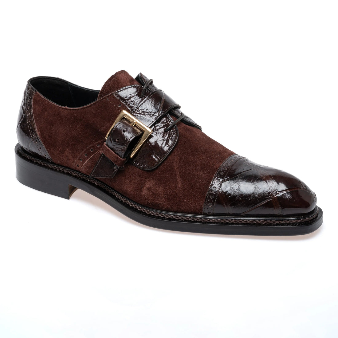 Mauri 1087/4 Sport Rust Genuine Alligator/Suede Monk Strap Shoes