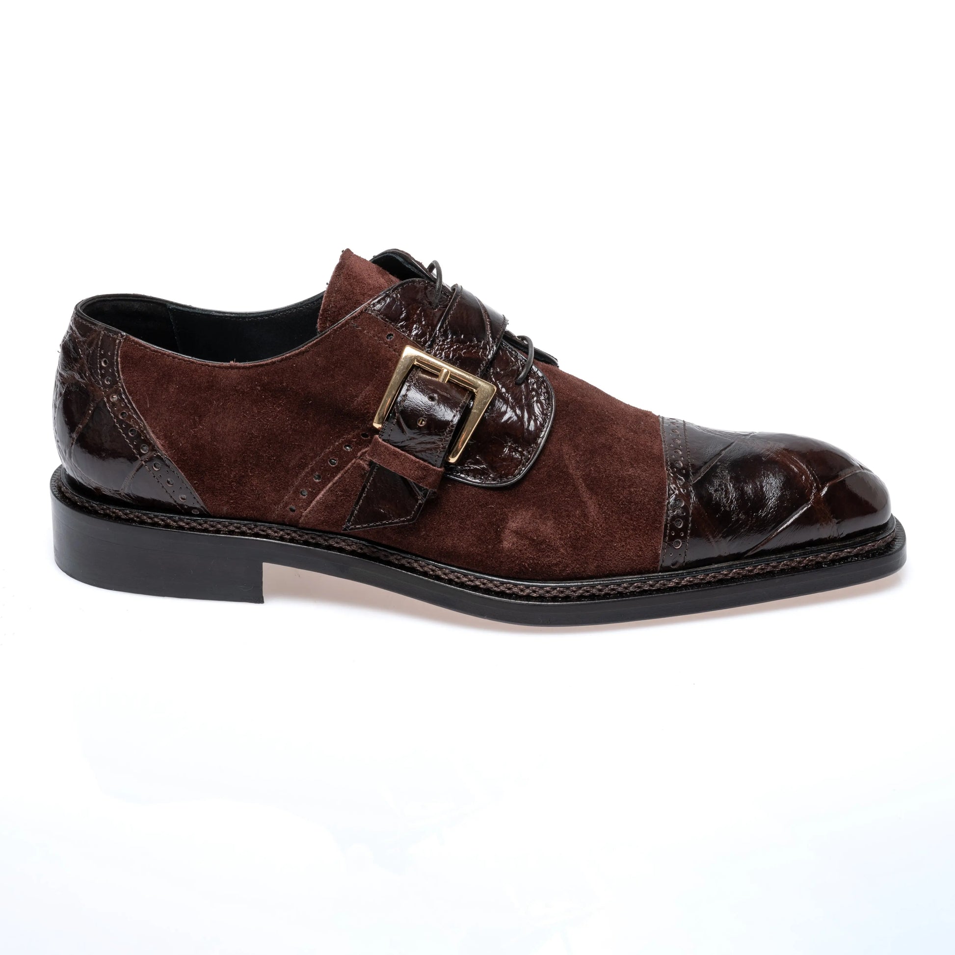 Mauri 1087/4 Sport Rust Genuine Alligator/Suede Monk Strap Shoes