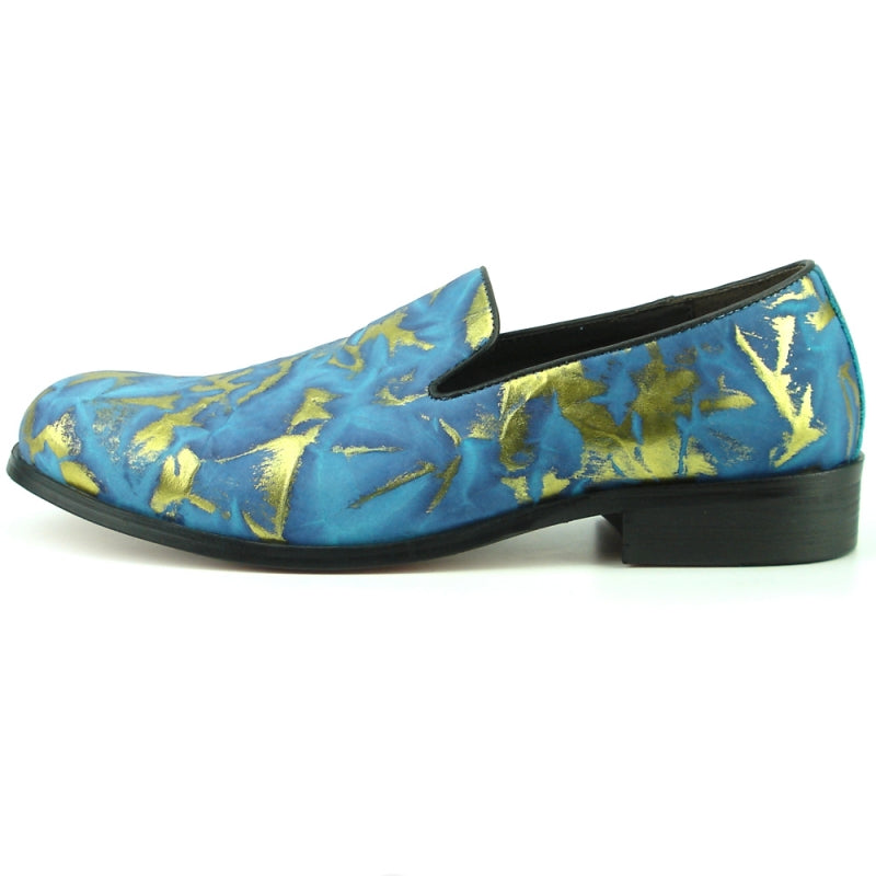 Fiesso FI-7367 Blue Slip on Loafers