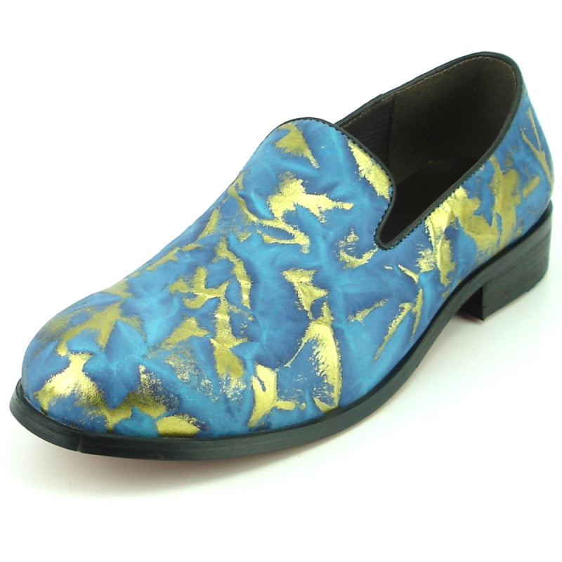 Fiesso FI-7367 Blue Slip on Loafers