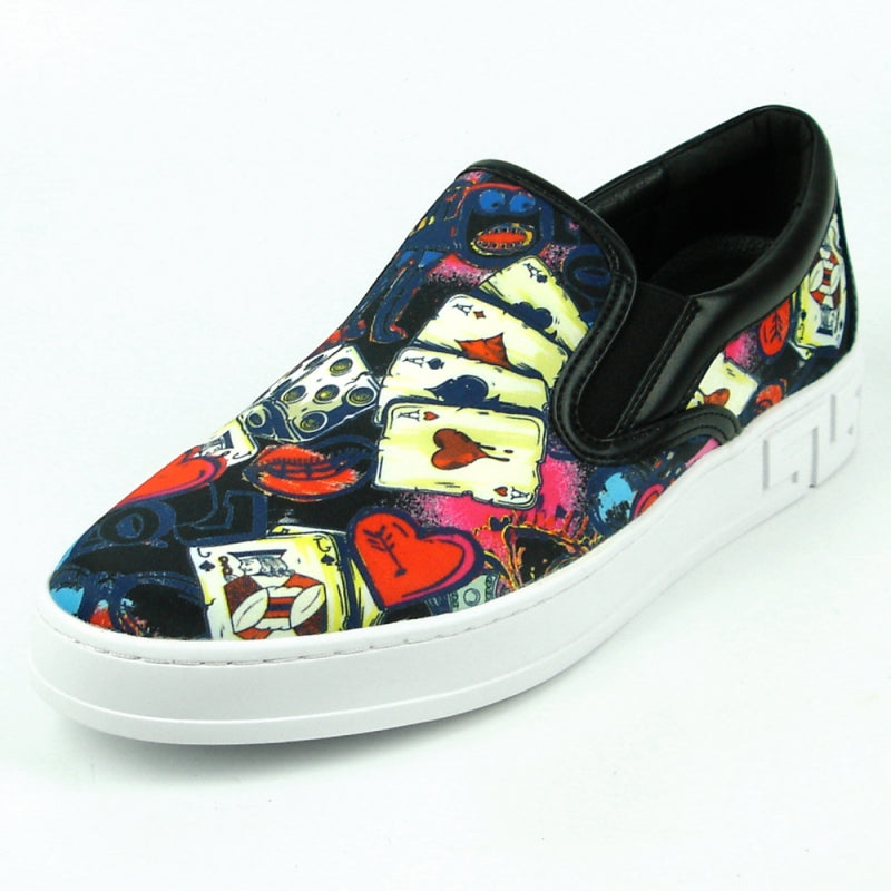 Fiesso FI-2344 Ace of Hearts Print Encore Loafers