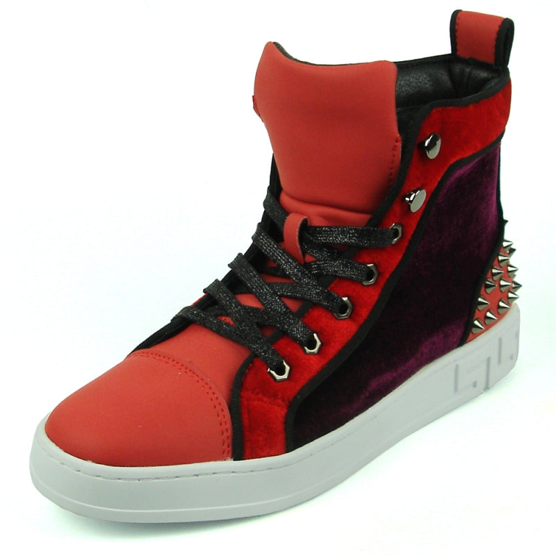 Fiesso FI-2348 Red High Top Encore Sneakers