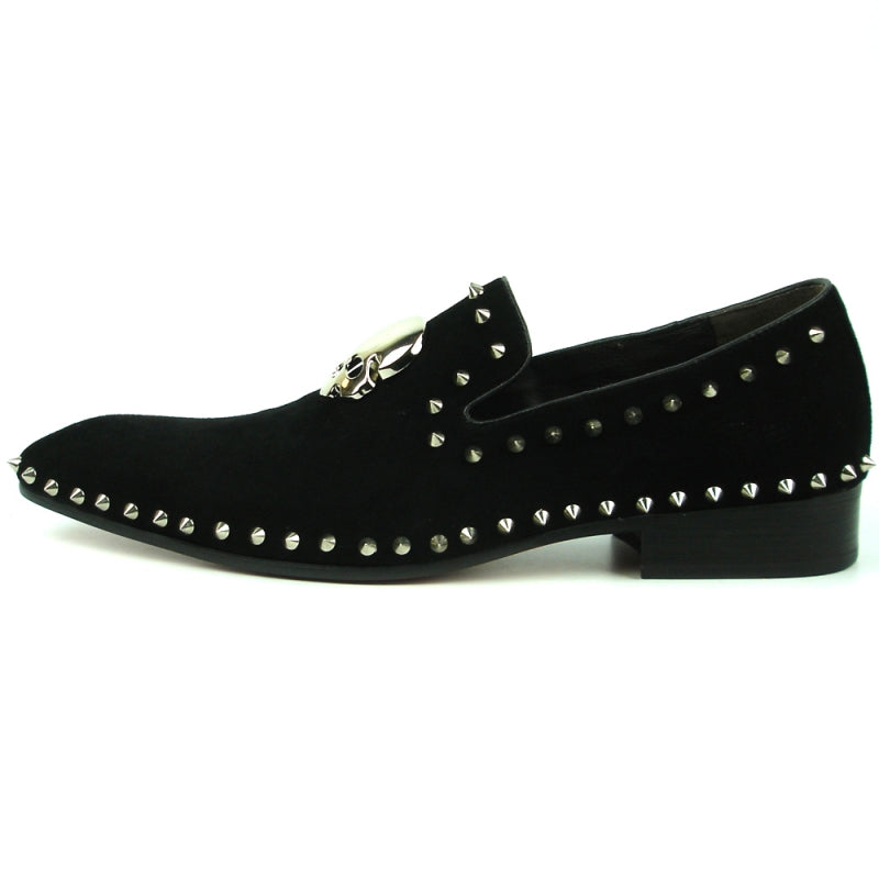 Fiesso FI-7199 Black Suede Loafers