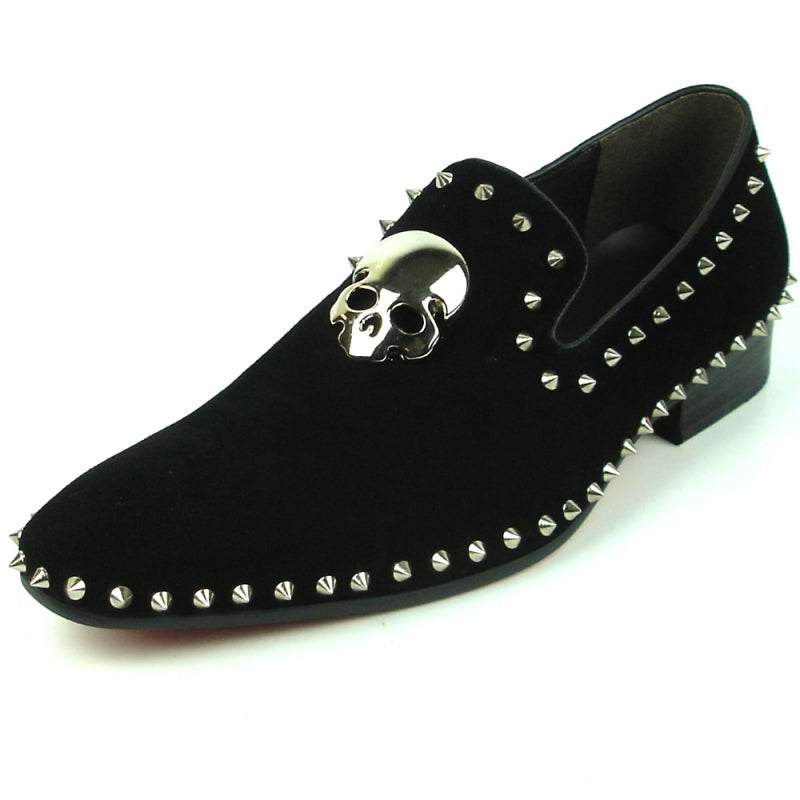 Fiesso FI-7199 Black Suede Loafers