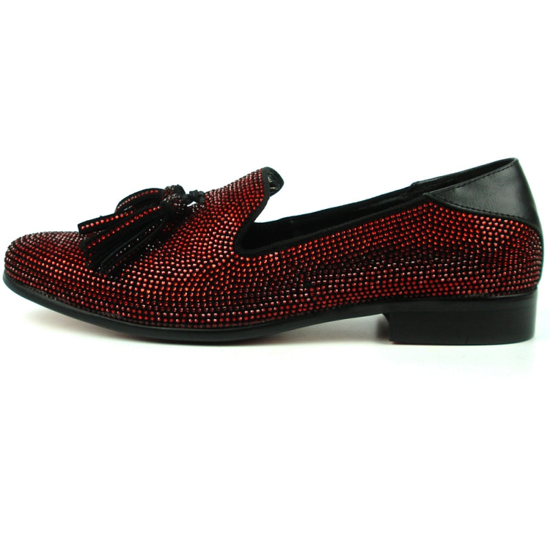 Fiesso FI-7285-2 Black Red Loafers