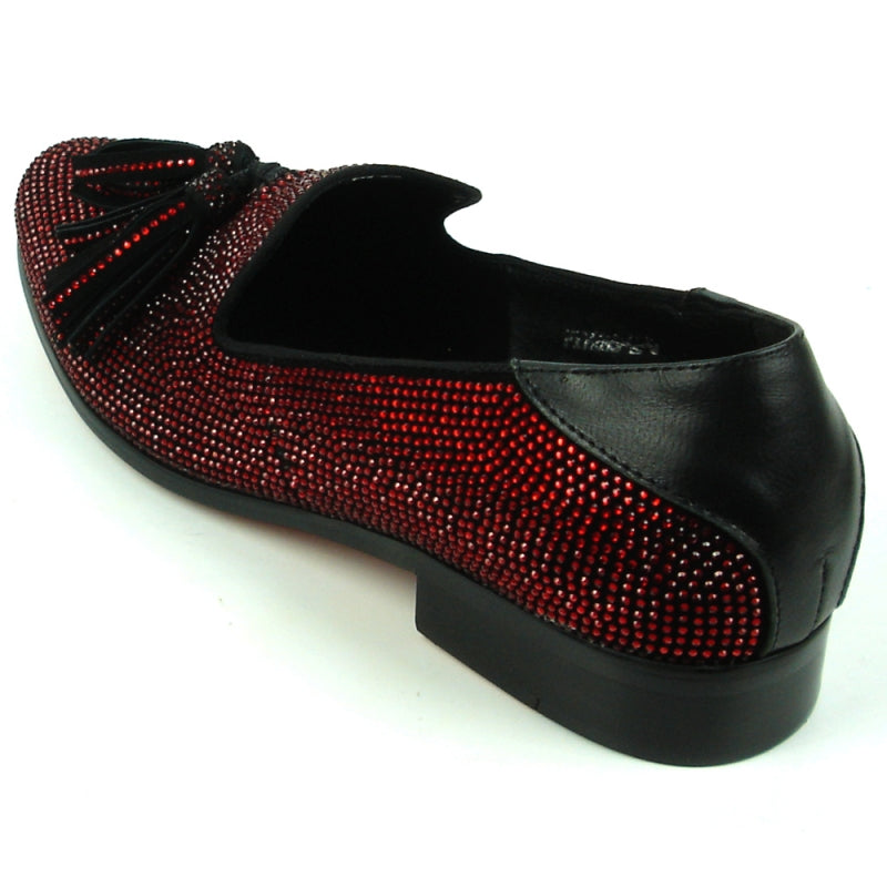 Fiesso FI-7285-2 Black Red Loafers