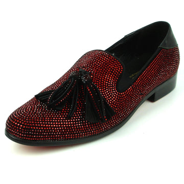 Fiesso FI-7285-2 Black Red Loafers