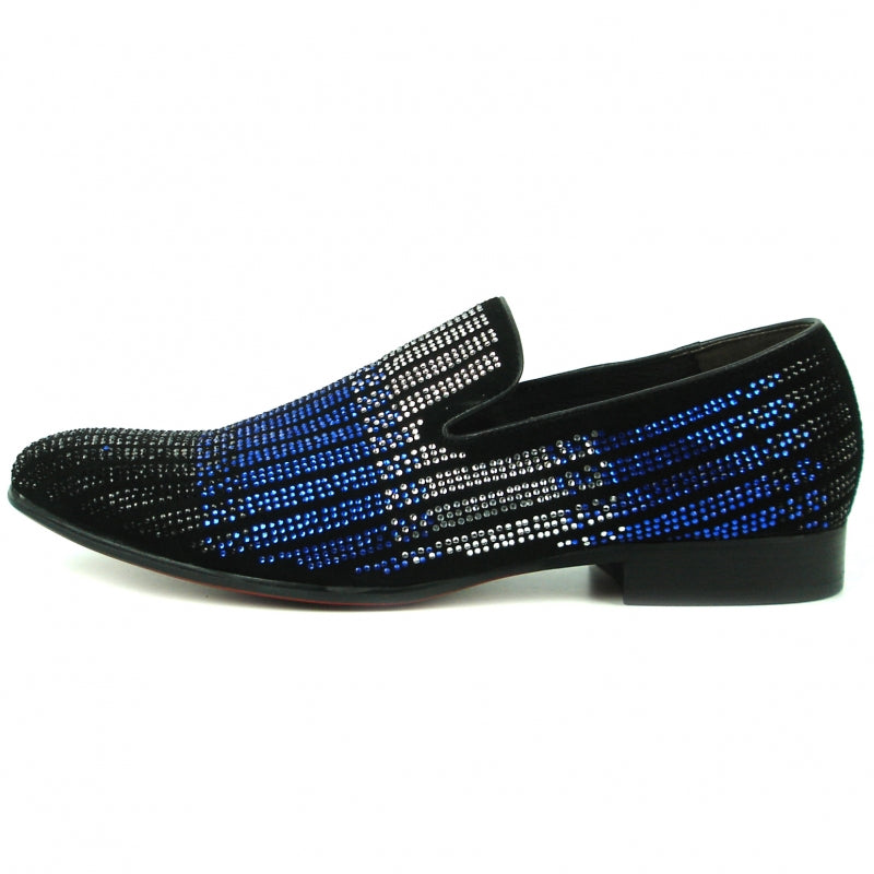 Fiesso FI-7361 Black Blue Silver Loafers