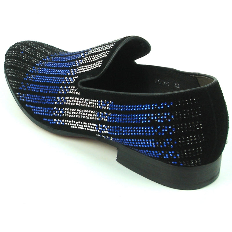 Fiesso FI-7361 Black Blue Silver Loafers