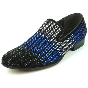 Fiesso FI-7361 Black Blue Silver Loafers