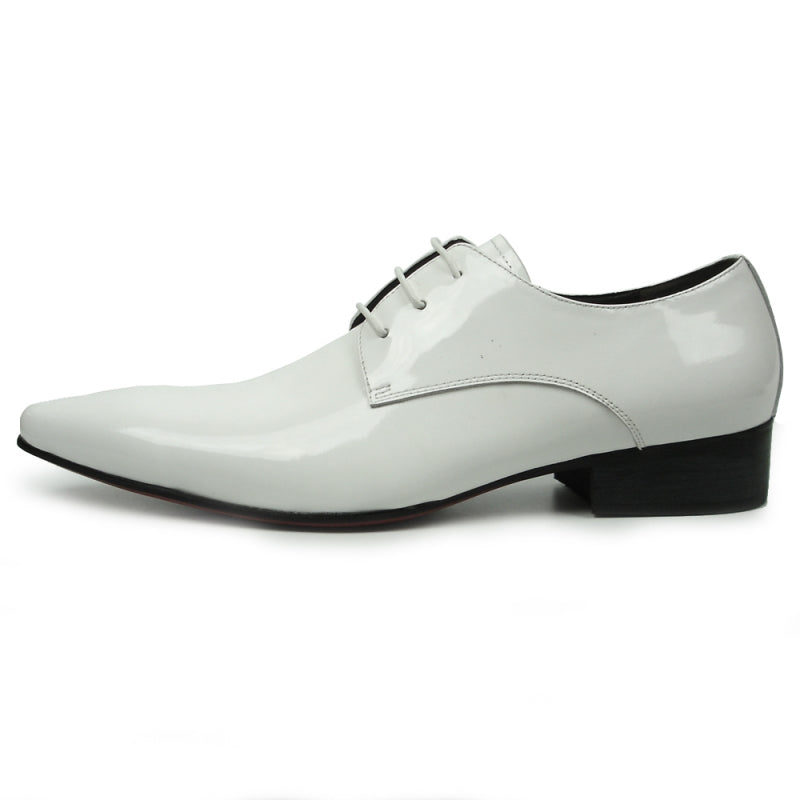 Fiesso FI-7285 White Patent Lace Up Encore Oxfords