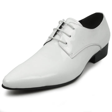 Fiesso FI-7285 White Patent Lace Up Encore Oxfords