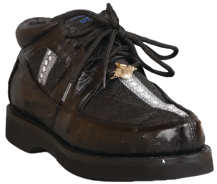 Wild West 2ZA051105 Men's Black Genuine Stingray/Ostrich Sneakers