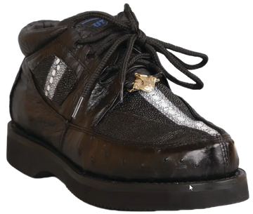 Wild West 2ZA051105 Men's Black Genuine Stingray/Ostrich Sneakers