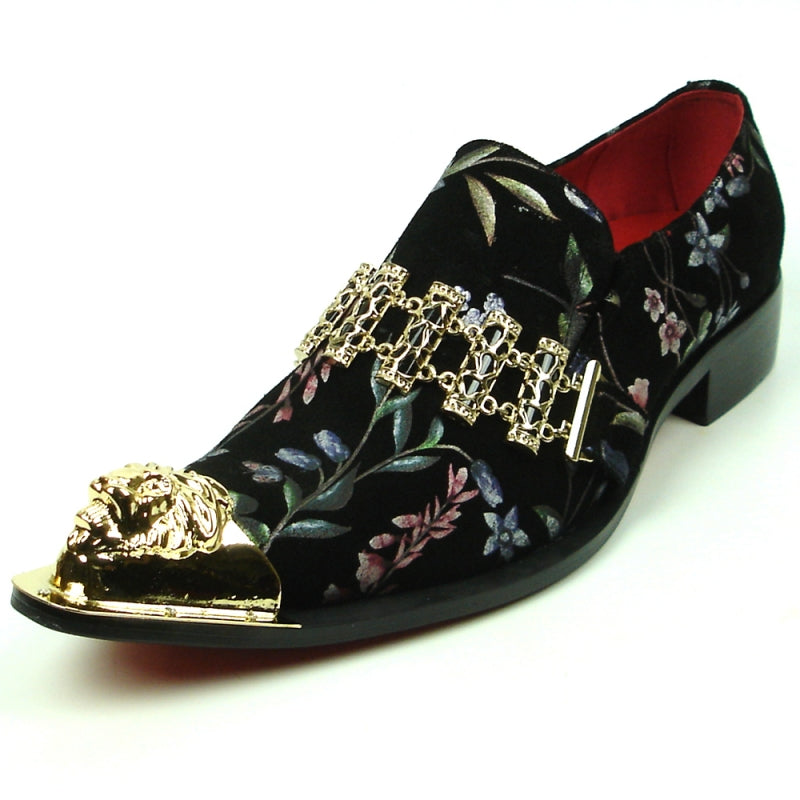 Fiesso FI-7394 Black Floral Loafers