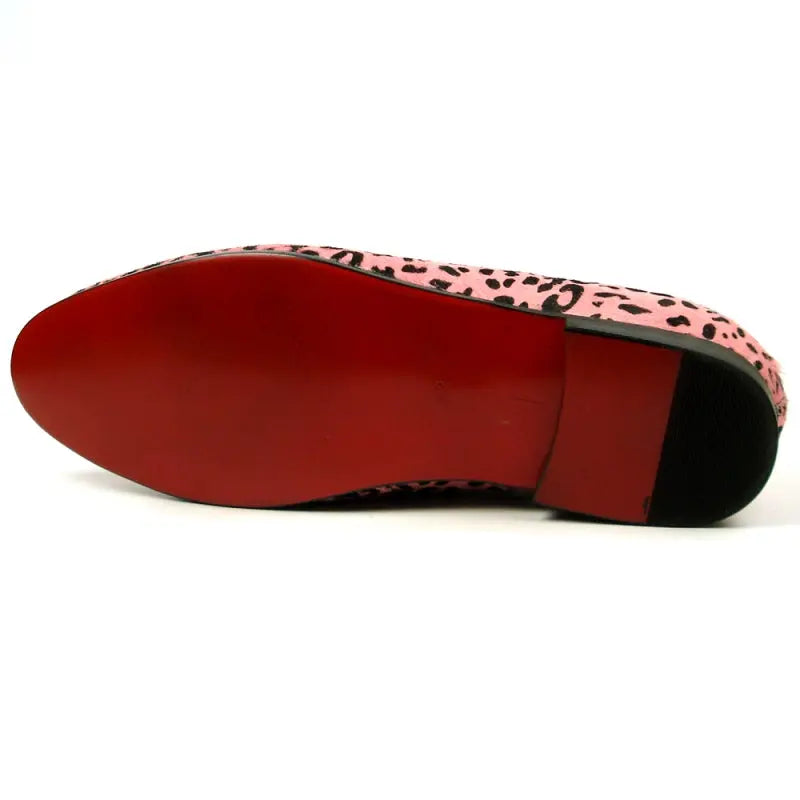 Fiesso FI-7402 Black Pink Leopard Loafers