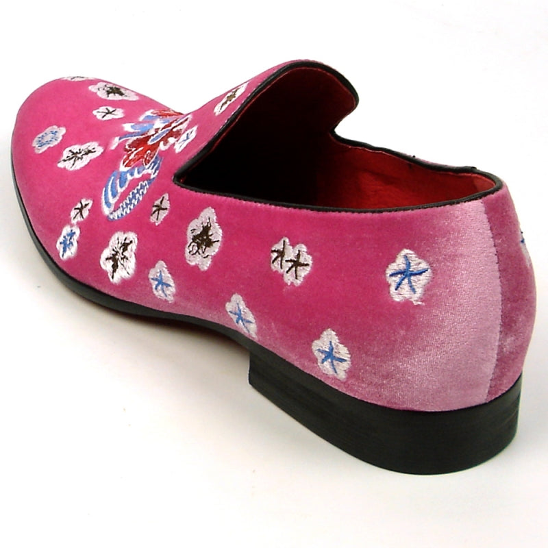 Fiesso FI-7413 Pink Flower Slip on Loafers